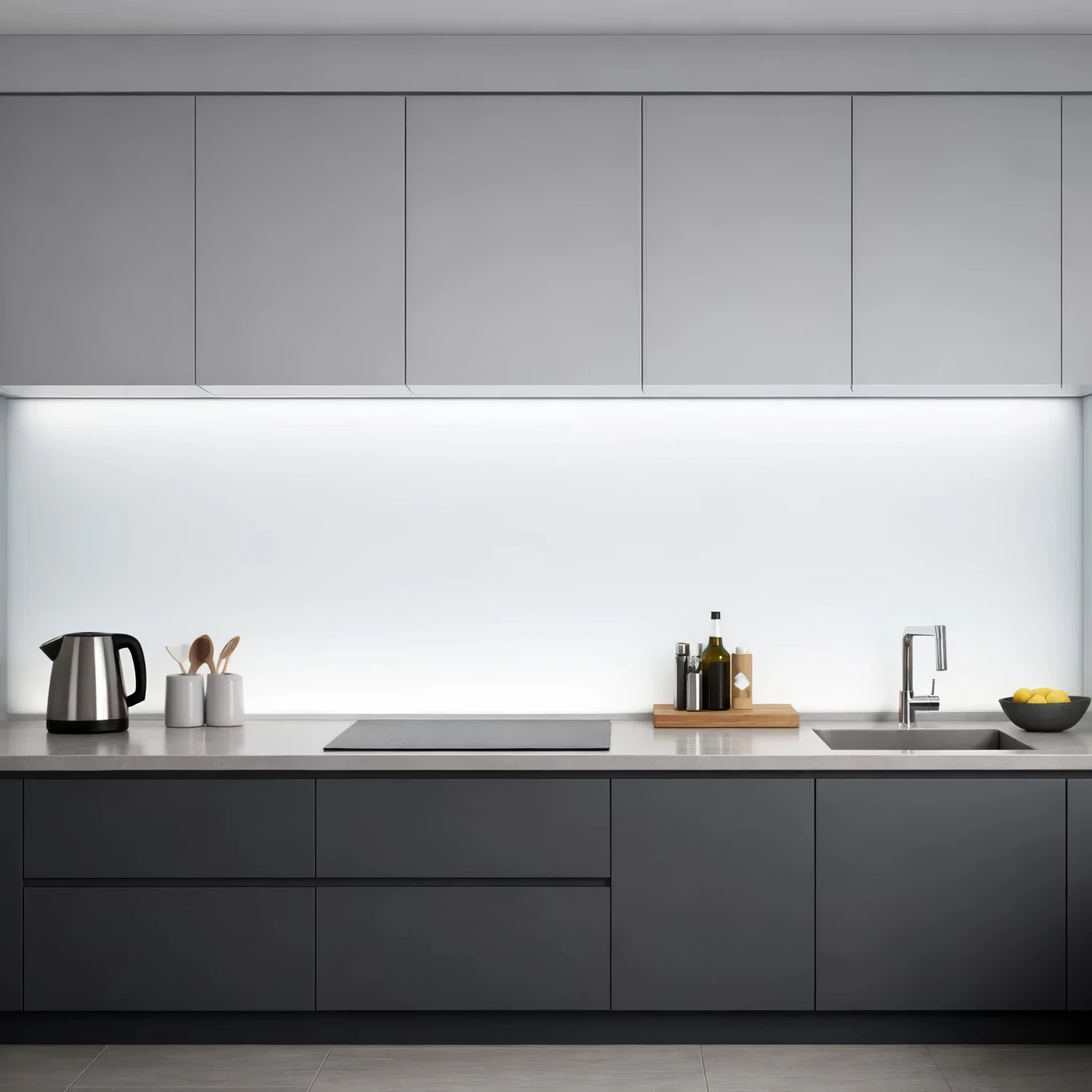LED-Sheets für Küchenrückwände aus satiniertem Glas