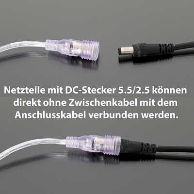 2P wasserdichtes Verbindungskabel mit DC Buchse und DC Stecker 5.5/2.5 - 100cm