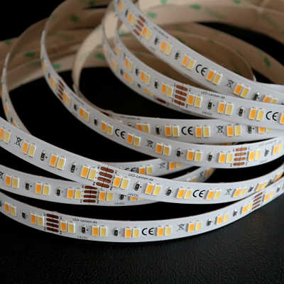 5m CCT LED Band mit einstellbarer Farbtemperatur | 140x 5630 LEDs - 2x 16Watt je Meter | Dualweiß 2700K-6500K | CRI 90+ 24VDC 120° |