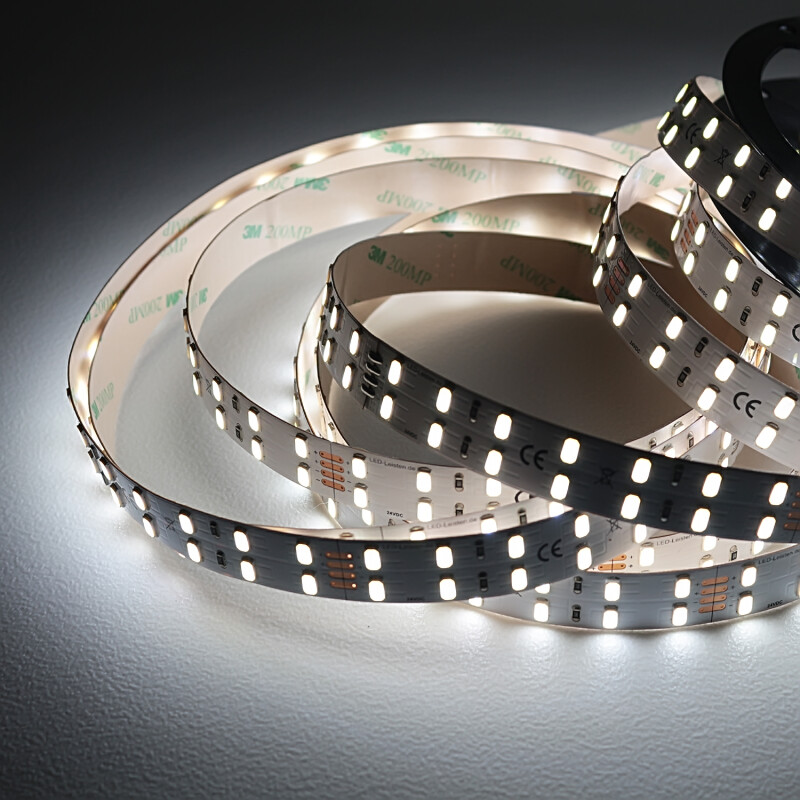 Double Line LED-Strip – 140 × 5630 LEDs – 29 W – 3133 lm/m – tageslichtweiß 6000 K – CRI 90+ 24V DC 120°