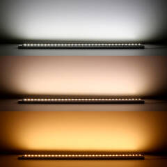 Dual White tunable CCT LED Streifen – 140 × 2835 LEDs – 2 × 10Watt je Meter – 2700 K-6400 K – CRI 90+ 24V DC 120°