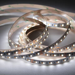 Dual White tunable CCT LED Streifen – 140 × 2835 LEDs – 2 × 10Watt je Meter – 2700 K-6400 K – CRI 90+ 24V DC 120°