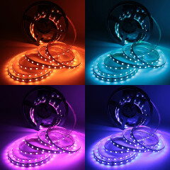 RGBW LED Strip – 56x Farbwechsel 5050 RGB LEDs & 56x weiße 5630 CRI90+ LEDs je Meter – 120° 24V DC