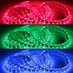 RGBW LED Strip – 56x Farbwechsel 5050 RGB LEDs & 56x weiße 5630 CRI90+ LEDs je Meter – 120° 24V DC