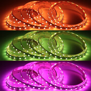 RGBW LED Strip – 56x Farbwechsel 5050 RGB LEDs & 56x weiße 5630 CRI90+ LEDs je Meter – 120° 24V DC