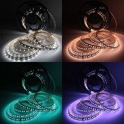 RGBW LED Strip – 56x Farbwechsel 5050 RGB LEDs & 56x weiße 5630 CRI90+ LEDs je Meter – 120° 24V DC