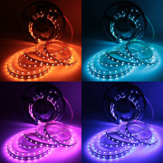 RGBW LED Strip – 56x Farbwechsel 5050 RGB LEDs & 56x weiße 5630 CRI90+ LEDs je Meter – 120° 24V DC