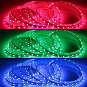 RGBW LED Strip – 56x Farbwechsel 5050 RGB LEDs & 56x weiße 5630 CRI90+ LEDs je Meter – 120° 24V DC