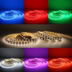 RGB & DUAL CCT LED Band – 60 × 5in1 5050 LEDs RGB Farbwechsel, weiß und warmweiß – 19.2 W – 1000 lm/m – 120° 24V DC