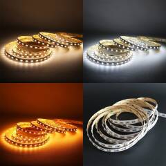 RGB & DUAL CCT LED Band – 60 × 5in1 5050 LEDs RGB Farbwechsel, weiß und warmweiß – 19.2 W – 1000 lm/m – 120° 24V DC