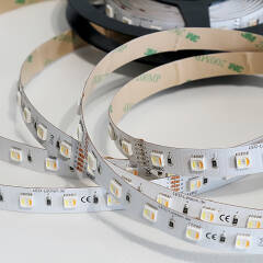 RGB & DUAL CCT LED Band – 60 × 5in1 5050 LEDs RGB Farbwechsel, weiß und warmweiß – 19.2 W – 1000 lm/m – 120° 24V DC
