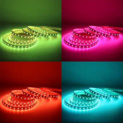 RGB & DUAL CCT LED Band | 60x 5in1 5050 LEDs RGB Farbwechsel, weiß und warmweiß - 19.2 Watt - 1000 Lumen je Meter | 120° 24V DC |
