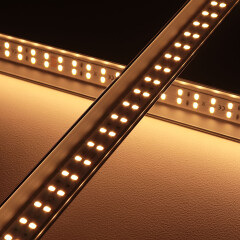 Double Line LED Eck-Leiste Corner max – klar – 140 × 5630 LEDs – 30 W – 2782 lm/m – warmweiß – CRI 90+ 24V DC 120°