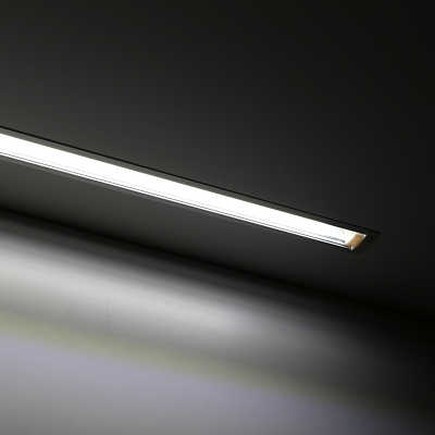 LED-Leiste COB Einbauprofil "Inwards" 528x LED-Chips 15 Watt - 1500 Lumen je Meter | transparent | weiß CRI 90Ra - 180° 24VDC |