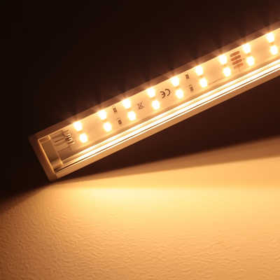 Einbau-Lichtleiste "Inside max" | klar | 140x 5630 LEDs | 30 Watt - 2782 Lumen je Meter | warmweiß | CRI 90+ 24VDC 120° |