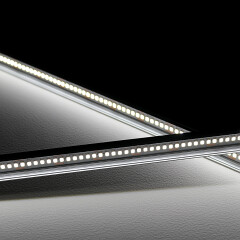 wasserdichte LED-Leiste Out-Line IP54 transparent – 240 × 2835 LEDs – 19 W – 2110 lm/m – tageslichtweiß 6000 K – CRI 90+ 24V DC 120°