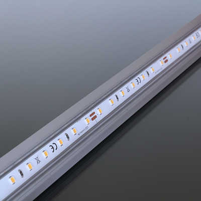 Einbau-LED-Leiste wasserdicht "Wet-Line IP54" 70x 2835 LEDs - 10 Watt - 1113 Lumen je Meter | transparent | tageslichtweiß CRI 90Ra - 120° 24VDC |