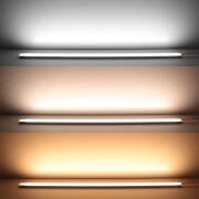 CCT dualweiß Slim-Line LED-Leiste 70 × 2835 LEDs – weiß 1076 lm/m – & 70 × 2835 LEDs – warmweiß 884 lm/m – 21 W – gesamt je Meter – diffus – CRI 90Ra – 120° 24V DC