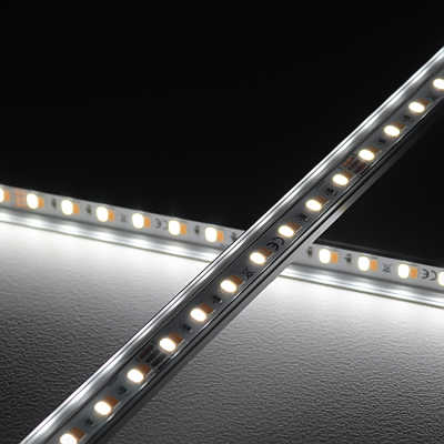 CCT dualweiß "Slim-Line" LED-Leiste 70x 2835 LEDs - weiß 1076 Lumen je Meter | & 70x 2835 LEDs - warmweiß 884 Lumen je Meter | 21 Watt - gesamt je Meter | transparent | CRI 90Ra - 120° 24VDC |