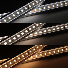 LED-Winkel-Leiste Corner – klar – mit einstellbarer Farbtemperatur – 140 × 5630 LEDs – 2 × 16Watt je Meter – Dualweiß – CRI 90+ 24V DC 120°