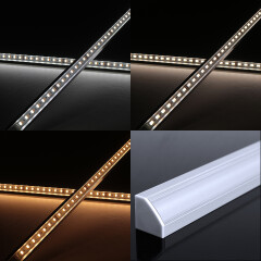 LED-Winkel-Leiste Corner – klar – mit einstellbarer Farbtemperatur – 140 × 5630 LEDs – 2 × 16Watt je Meter – Dualweiß – CRI 90+ 24V DC 120°