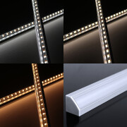 LED-Winkel-Leiste Corner – klar – mit einstellbarer Farbtemperatur – 140 × 5630 LEDs – 2 × 16Watt je Meter – Dualweiß – CRI 90+ 24V DC 120°