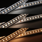 LED-Winkel-Leiste Corner – klar – mit einstellbarer Farbtemperatur – 140 × 5630 LEDs – 2 × 16Watt je Meter – Dualweiß – CRI 90+ 24V DC 120°
