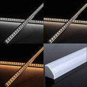 LED-Winkel-Leiste Corner – klar – mit einstellbarer Farbtemperatur – 140 × 5630 LEDs – 2 × 16Watt je Meter – Dualweiß – CRI 90+ 24V DC 120°