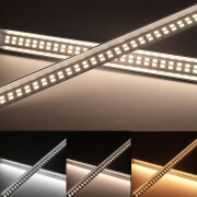 Double Line LED Eckleiste Corner max – transparent – 280 × 5630 LEDs – 2 × 31Watt je Meter – Farbtemperatur einstellbar – CRI 90+ 24V DC 120°