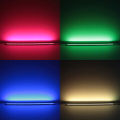 RGB LED-Leiste Slim-Line – klar – 96 × 5050 RGB LEDs – 680 Lumen – 19 W je Meter – 120° 24V DC