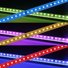 RGB LED-Leiste Surface – klar – 96 × 5050 RGB LEDs – 680 Lumen – 19 W je Meter – 120° 24V DC