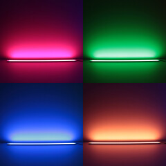 wasserdichte RGB LED-Leiste Out-Line IP54 – diffus – 96 × 5050 RGB LEDs – 680 Lumen – 19 W je Meter – 120° 24V DC