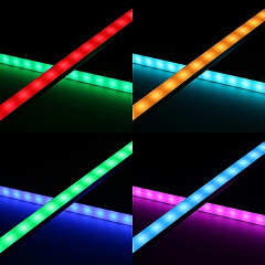 RGBWW LED-Leiste Slim-Line – diffus – 56x Farbwechsel 5050 RGB LEDs & 56x warmweiße 5630 CRI90+ LEDs je Meter – 120° 24V DC