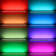 RGBWW LED-Leiste Slim-Line – diffus – 56x Farbwechsel 5050 RGB LEDs & 56x warmweiße 5630 CRI90+ LEDs je Meter – 120° 24V DC