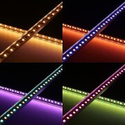 RGBWW LED-Leiste Slim-Line – transparent – 56x Farbwechsel 5050 RGB LEDs & 56x warmweiße 5630 CRI90+ LEDs je Meter – 120° 24V DC