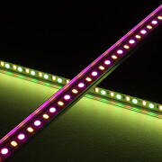 RGBWW LED-Leiste Slim-Line – transparent – 56x Farbwechsel 5050 RGB LEDs & 56x warmweiße 5630 CRI90+ LEDs je Meter – 120° 24V DC