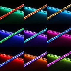 RGBWW LED-Leiste Surface – transparent – 56x Farbwechsel 5050 RGB LEDs & 56x warmweiße 5630 CRI90+ LEDs je Meter – 120° 24V DC