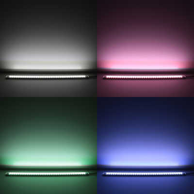 Triple Line RGBW LED Leiste "Slim-Line max" | klar | 70x mehrfarbige 5050 RGB LEDs & 140x weiße 2835 CRI90+ LEDs je Meter | 120° 24V DC |