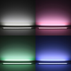 Triple Line RGBW LED-Leiste Slim-Line max – klar – 70x mehrfarbige 5050 RGB LEDs & 140x weiße 2835 CRI90+ LEDs je Meter – 120° 24V DC