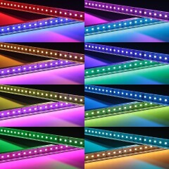 Triple Line RGBWW LED-Leiste Slim-Line max – klar – 70x mehrfarbige 5050 RGB LEDs & 140x warmweiße 2835 CRI90+ LEDs je Meter – 120° 24V DC