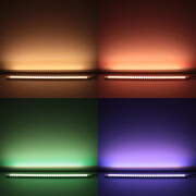 Triple Line RGBWW LED-Leiste Slim-Line max – klar – 70x mehrfarbige 5050 RGB LEDs & 140x warmweiße 2835 CRI90+ LEDs je Meter – 120° 24V DC