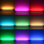 RGBWW 90° LED-Eckleiste Corner – klar – 56x Farbwechsel 5050 RGB LEDs & 56x warmweiße 5630 CRI90+ LEDs je Meter – 120° 24V DC