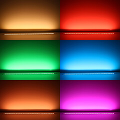 RGBWW-LED-Leiste Inside zum Einbau – klar – 56x Farbwechsel 5050 RGB LEDs & 56x warmweiße 5630 CRI90+ LEDs je Meter – 120° 24V DC