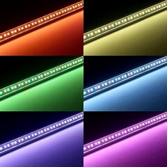 RGBWW-LED-Leiste Inside zum Einbau – klar – 56x Farbwechsel 5050 RGB LEDs & 56x warmweiße 5630 CRI90+ LEDs je Meter – 120° 24V DC