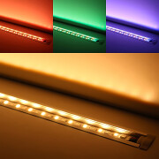 RGBWW-LED-Leiste Inside zum Einbau – klar – 56x Farbwechsel 5050 RGB LEDs & 56x warmweiße 5630 CRI90+ LEDs je Meter – 120° 24V DC