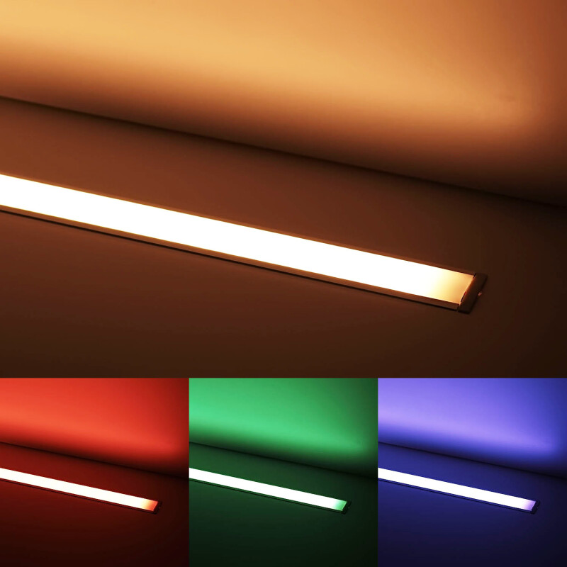 Triple Line RBGWW LED-Einbauleiste Inside-max-II – diffus – 70x mehrfarbige 5050 RGB LEDs & 140x warmweiße 2835 CRI90+ LEDs je Meter – 120° 24V DC