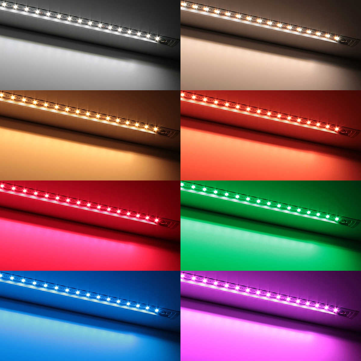 RGB&CCT-LED Einbau-Leiste "Inside" | transparent | 60x 5in1 5050 LEDs RGB Farbwechsel, weiß und warmweiß - 19.2 Watt - 1000 Lumen je Meter | 120° 24V DC |