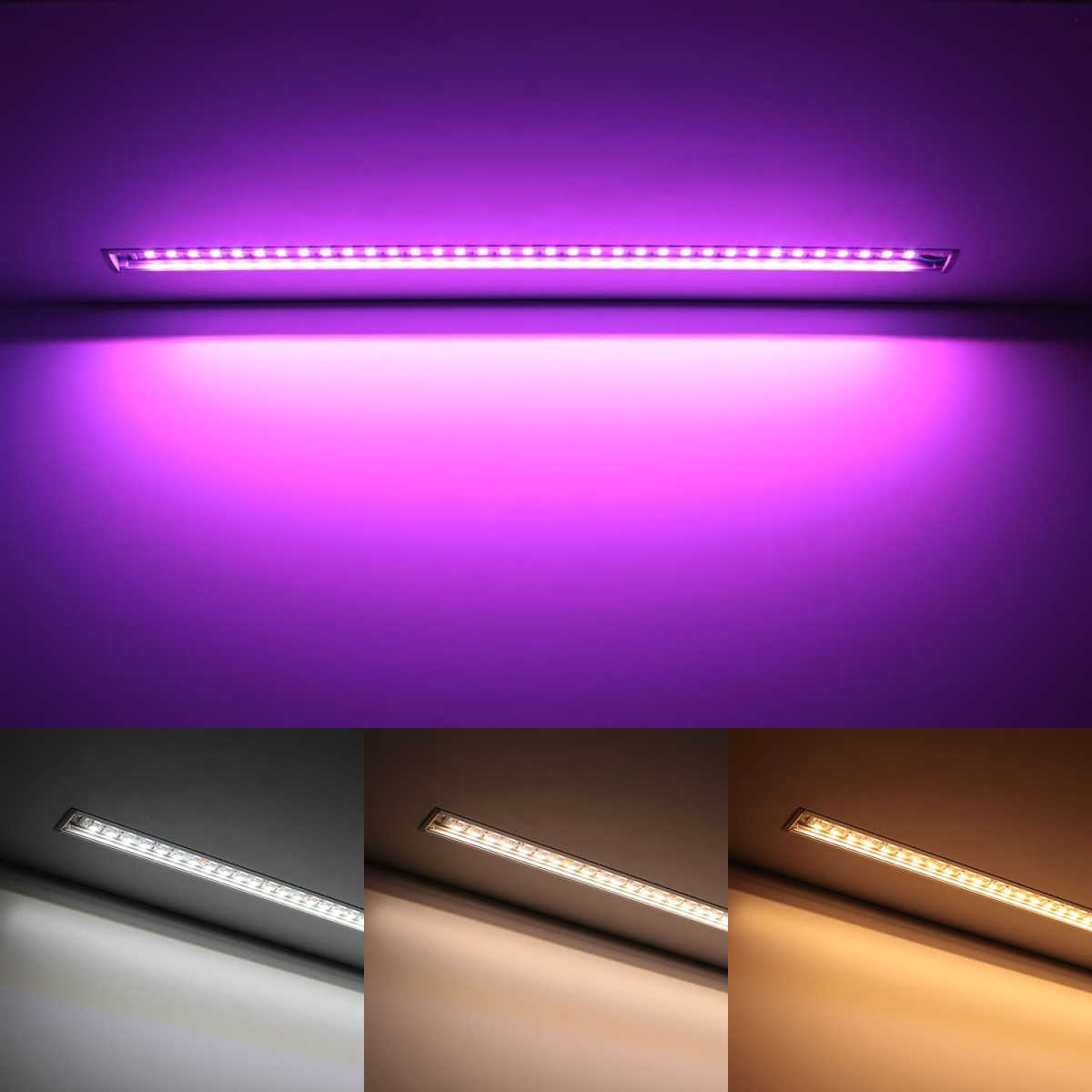 Triple Line RGB+CCT LED Einbau-Leiste "Inside max" | klar | 70x farbige 5050 RGB LEDs & 280x weiße und warmweiße CRI90+ 2835 LEDs je Meter | 120° 24V DC |