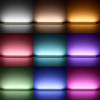 RGB&CCT LED-Leiste Einbau "Wet-Line IP54" wasserdicht | klar | 60x 5in1 5050 LEDs RGB Farbwechsel, weiß und warmweiß - 19.2 Watt - 1000 Lumen je Meter | 120° 24V DC |