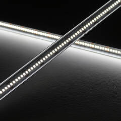 LED Lichtleiste tageslichtweiß | SET inkl. 24V Netzteil | klare Abdeckung Wunschlänge 31cm | 66x 2835 LEDs | 580 Lumen | 5,2 Watt |